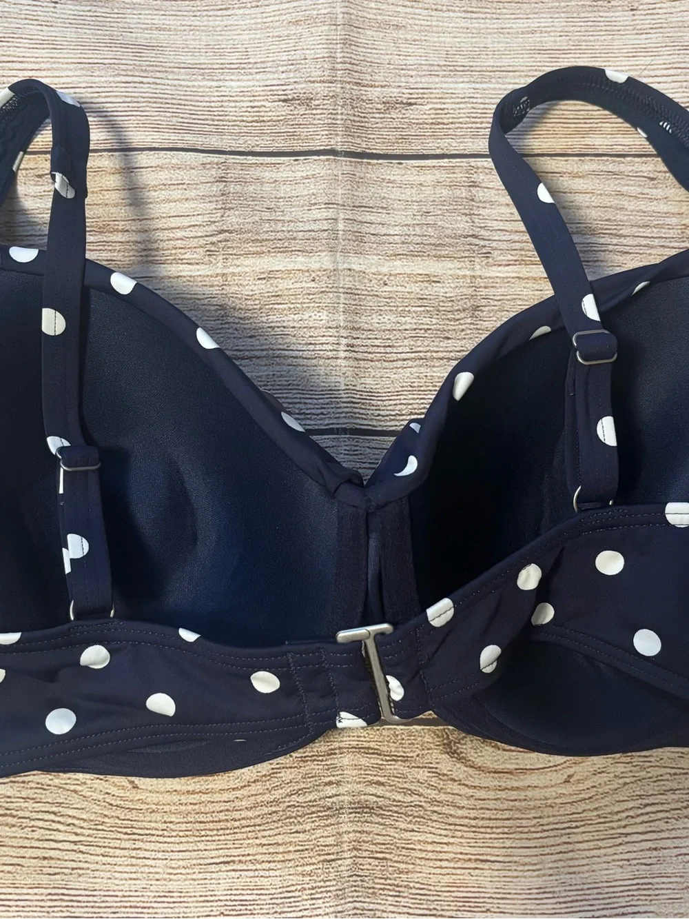 Lands' End Navy/White Polka Dot 2-Piece Underwired D Swim Shorts, 14